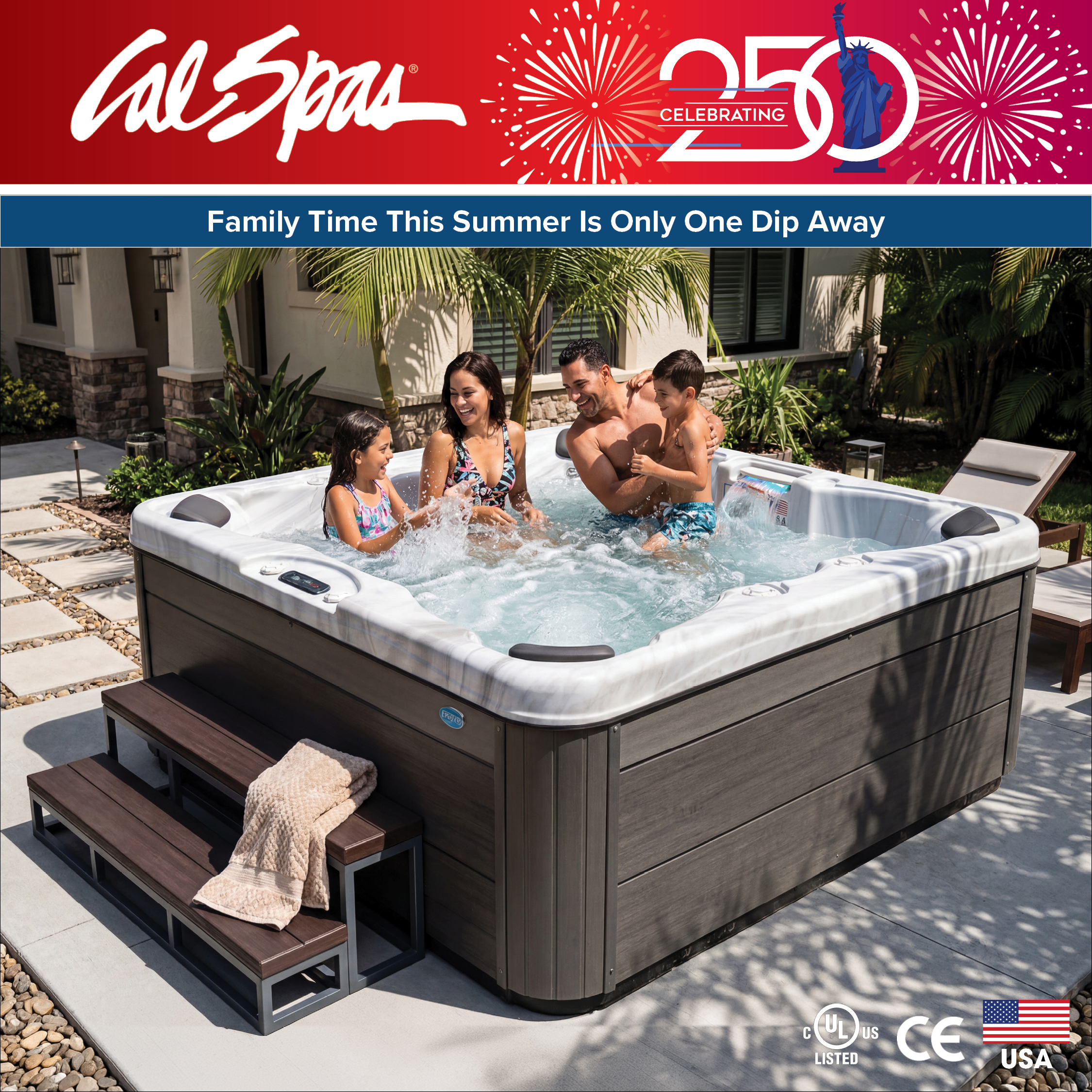 Calspas hot tub being used in a family setting - Nampa